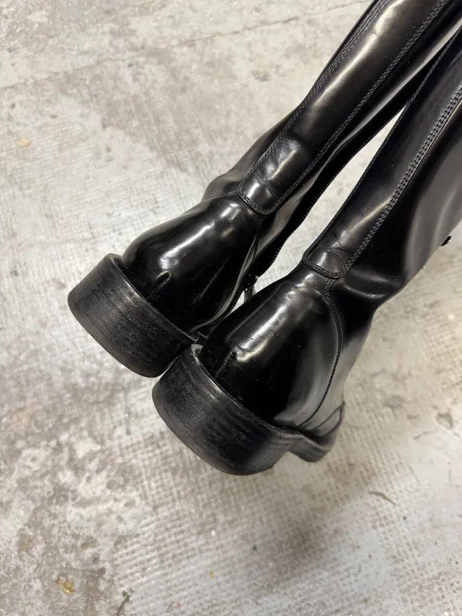 2000 Dolce & Gabbana Embellished Black Ankle Leather Boots (39eu/us6.5) nBmqGeS 2