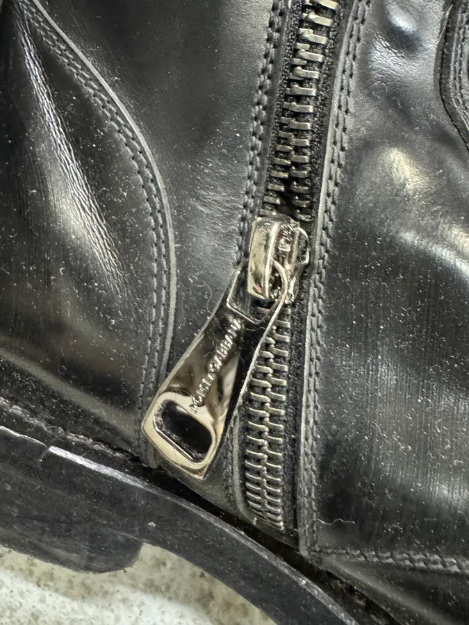 2000 Dolce & Gabbana Embellished Black Ankle Leather Boots (39eu/us6.5) nBmqGeS 6