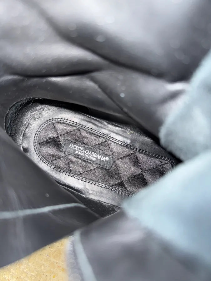 2000 Dolce & Gabbana Embellished Black Ankle Leather Boots (39eu/us6.5) nBmqGeS 7