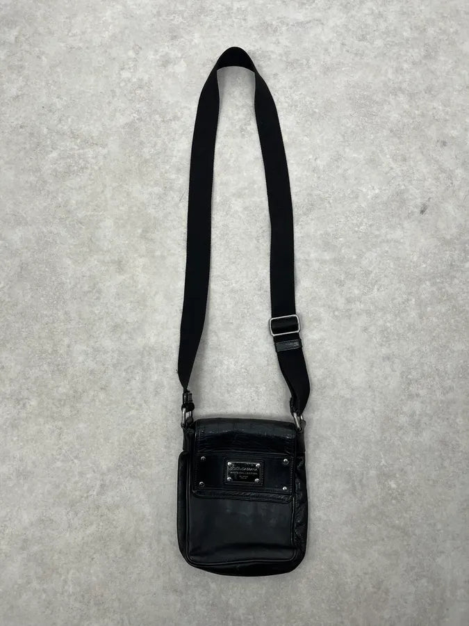 2000 Dolce & Gabbana Men Black Leather Shoulder Bag rgmWnxY 1