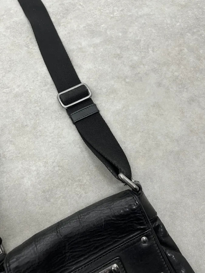 2000 Dolce & Gabbana Men Black Leather Shoulder Bag rgmWnxY 4