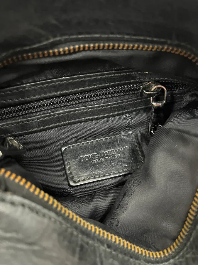 2000 Dolce & Gabbana Men Black Leather Shoulder Bag rgmWnxY 7