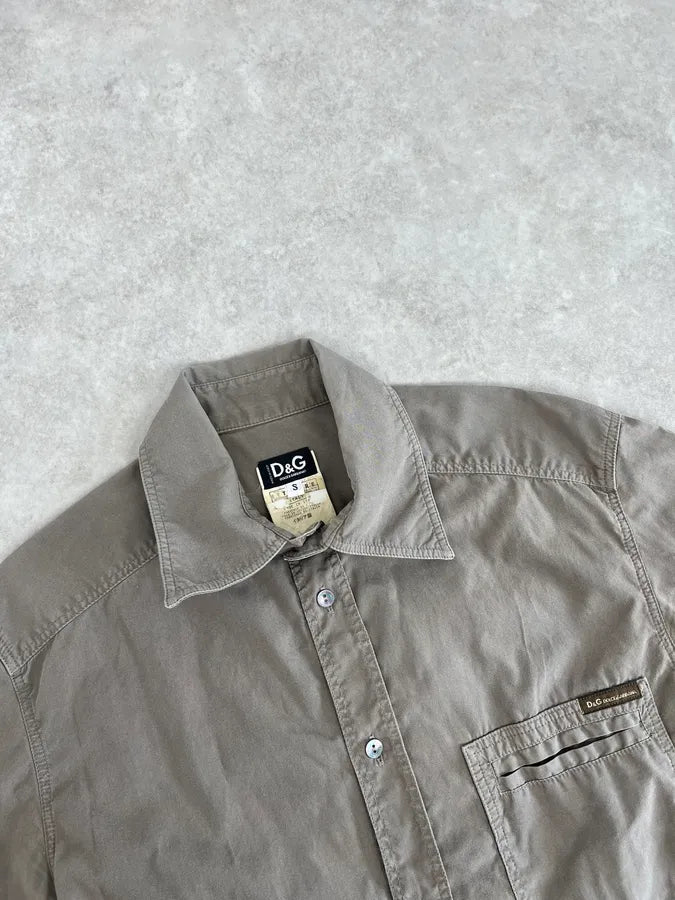 SS2004 Dolce & Gabbana Taupe Cargo Short Sleeves Shirt FyKEeuO 4