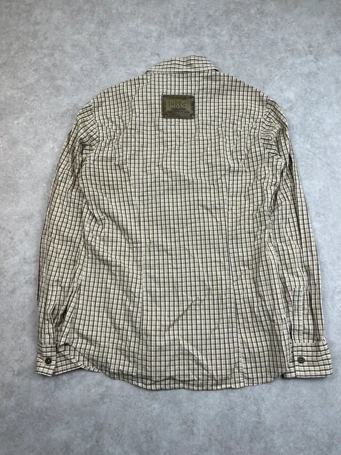 2000s Dolce & Gabbana Checkered Back Plate Shirt QUbHqNn 5