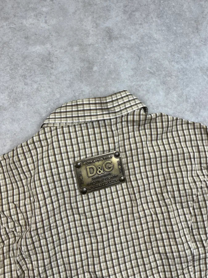 2000s Dolce & Gabbana Checkered Back Plate Shirt QUbHqNn 6