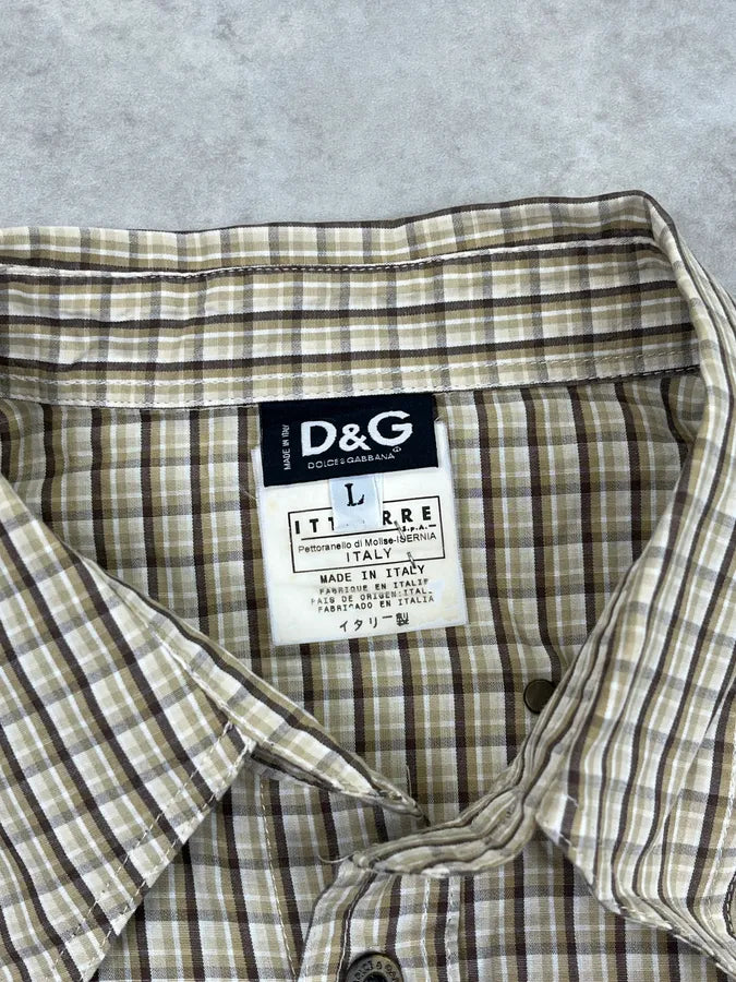 2000s Dolce & Gabbana Checkered Back Plate Shirt QUbHqNn 10