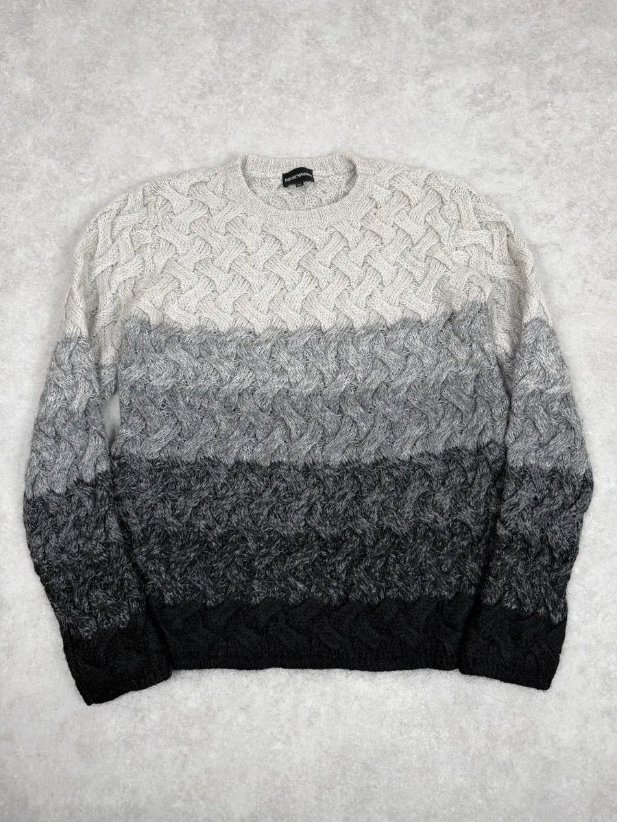 2000 Emporio Armani Grey Wool Layers Gradient Sweater NEzYypL 0