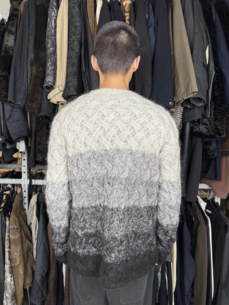 2000 Emporio Armani Grey Wool Layers Gradient Sweater NEzYypL 3