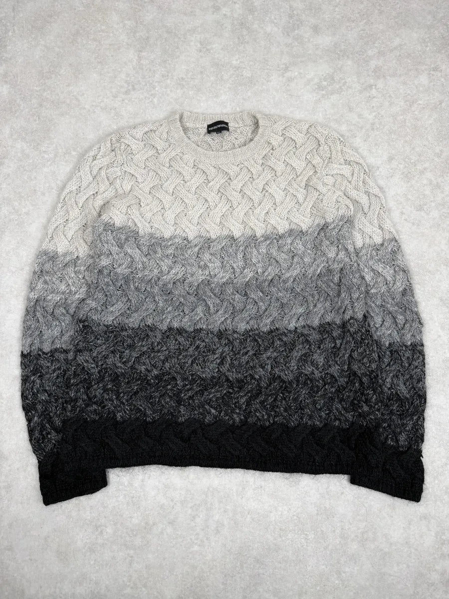 2000 Emporio Armani Grey Wool Layers Gradient Sweater NEzYypL 4