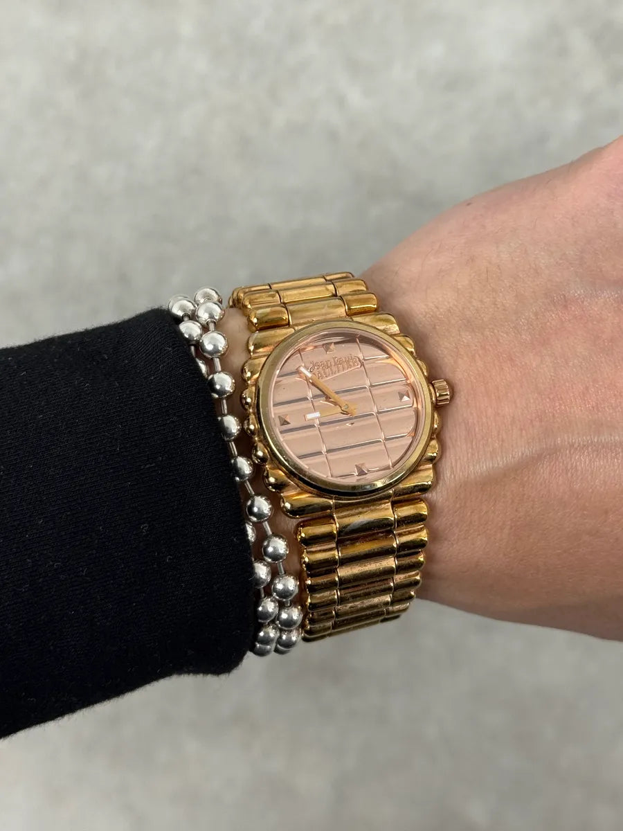 2000 Jean Paul Gaultier Bullet Rose Gold Metal Watch MxYSpkz 0