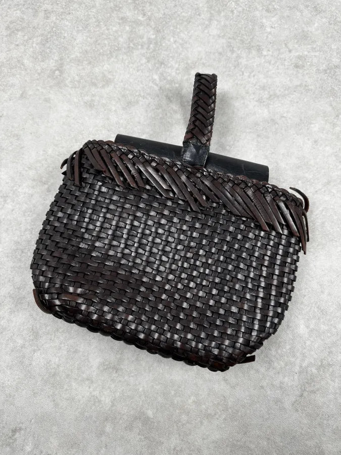 2000 Jean Paul Gaultier Woven Fringe Brown Leather Bag yZRyMDX 4