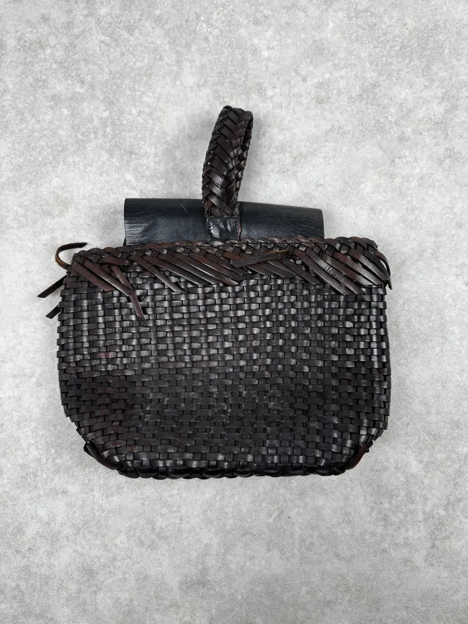 2000 Jean Paul Gaultier Woven Fringe Brown Leather Bag yZRyMDX 0