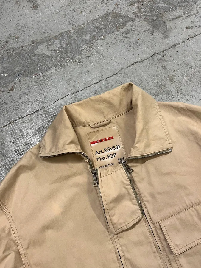 2000 Prada Asymmetrical Zip Contemporary Beige Jacket iASzScX 5