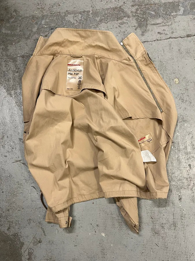 2000 Prada Asymmetrical Zip Contemporary Beige Jacket iASzScX 10