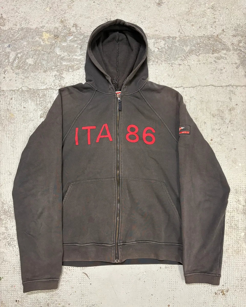 2000s Prada Luna Rossa Italia Faded Black Zip-Up Hoodie EbQXiLi 0