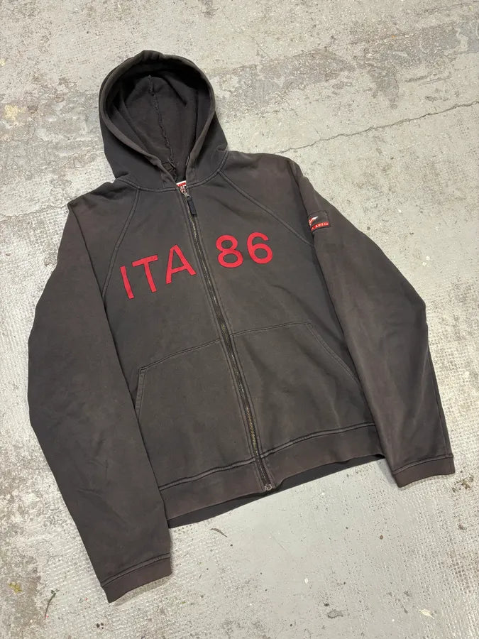 2000s Prada Luna Rossa Italia Faded Black Zip-Up Hoodie EbQXiLi 3