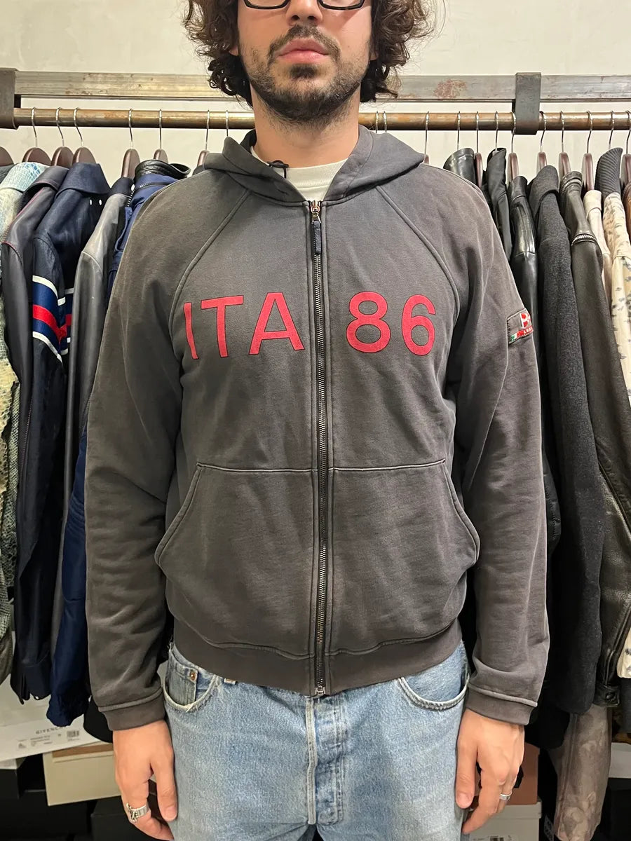 2000s Prada Luna Rossa Italia Faded Black Zip-Up Hoodie EbQXiLi 1