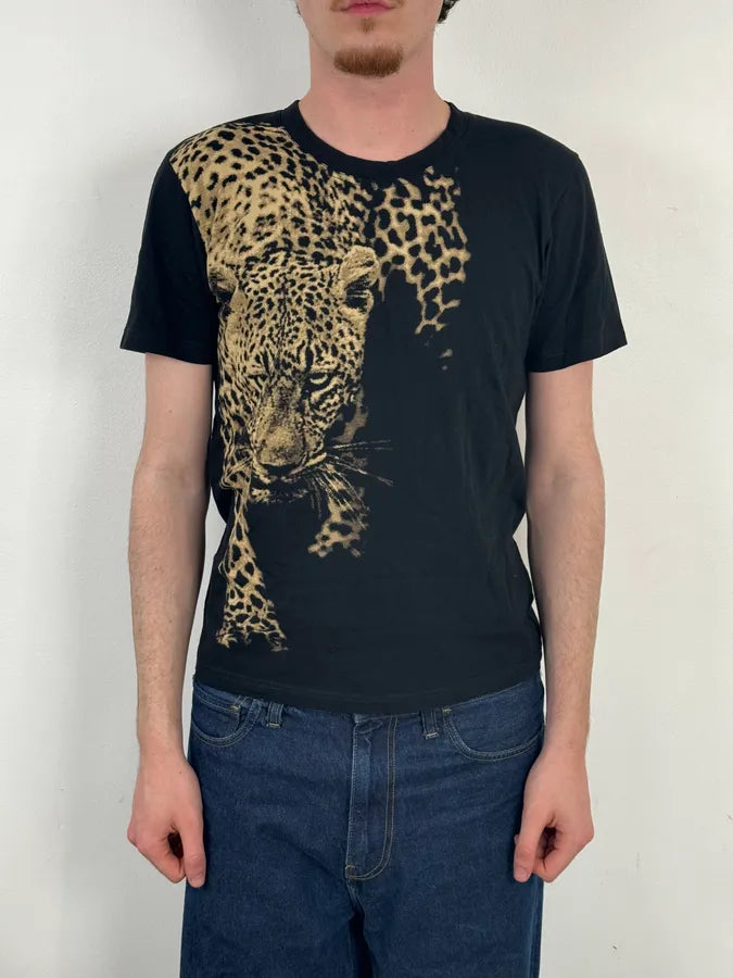 2000s Roberto Cavalli Leopard Hunt Black T-Shirt lqDXIyX 1
