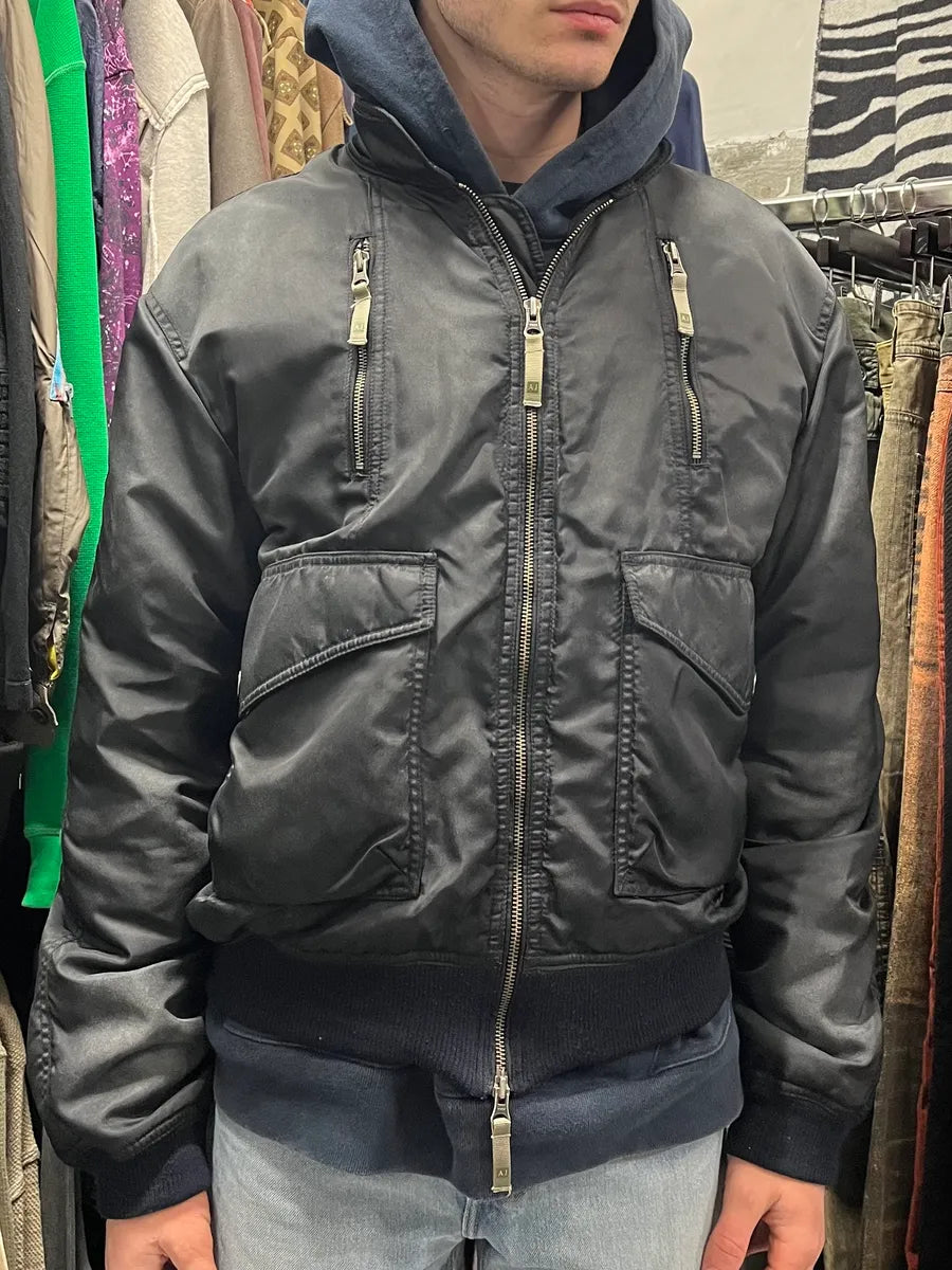 2000 s Armani Black Utility Faded Bomber Jacket (M/L) EbigrnB 1