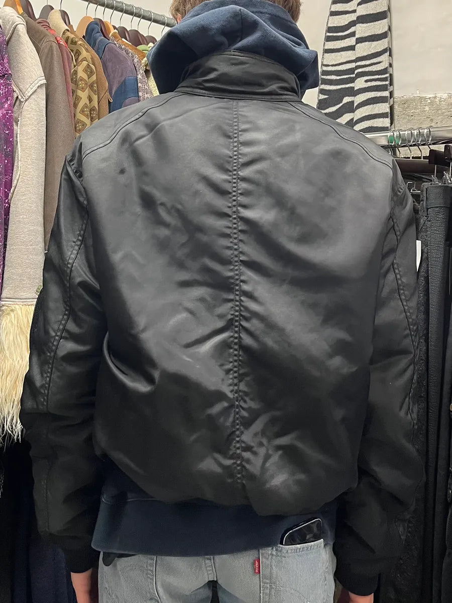 2000 s Armani Black Utility Faded Bomber Jacket (M/L) EbigrnB 2