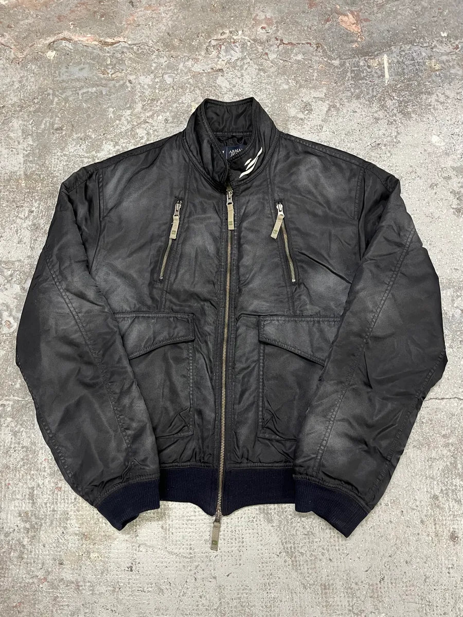 2000 s Armani Black Utility Faded Bomber Jacket (M/L) EbigrnB 3