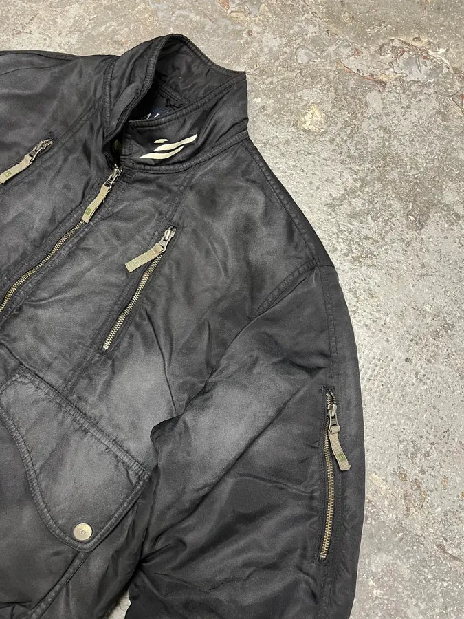 2000 s Armani Black Utility Faded Bomber Jacket (M/L) EbigrnB 4