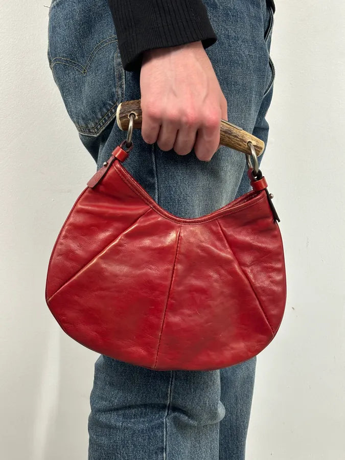 2000 Yves Saint Laurent Red Leather Mombasa Shoulder Bag SRfVPxP 1