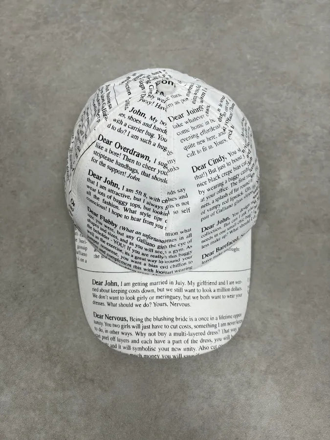 2010s John Galliano White Newspaper Baseball Cap UgzuQBG 3