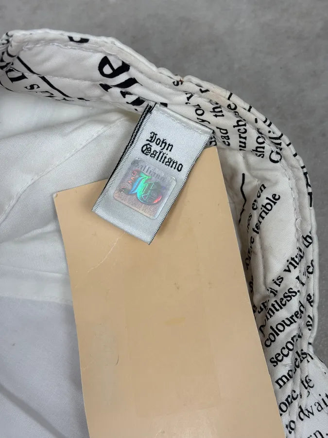 2010s John Galliano White Newspaper Baseball Cap UgzuQBG 6