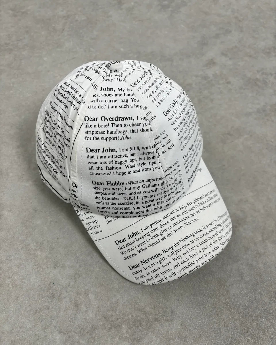 2010s John Galliano White Newspaper Baseball Cap UgzuQBG 0