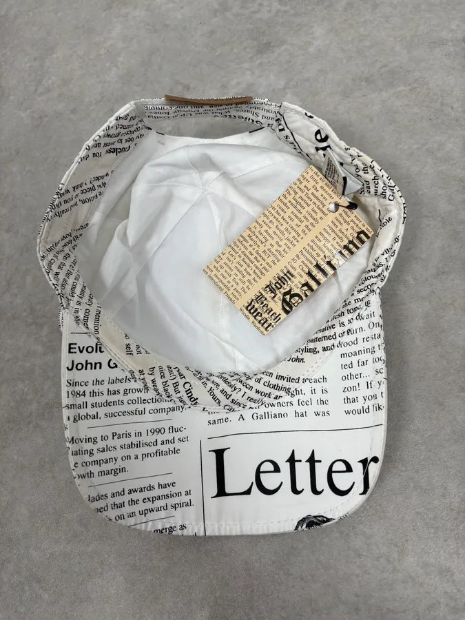 2010s John Galliano White Newspaper Baseball Cap UgzuQBG 4