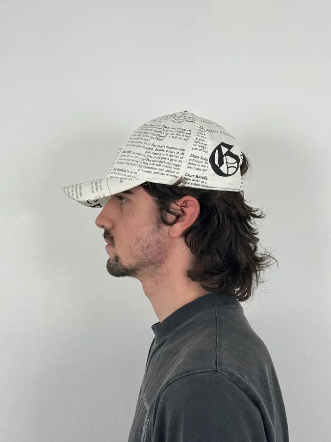 2010s John Galliano White Newspaper Baseball Cap UgzuQBG 2