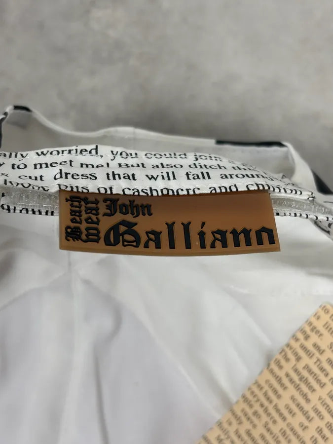 2010s John Galliano White Newspaper Baseball Cap UgzuQBG 5