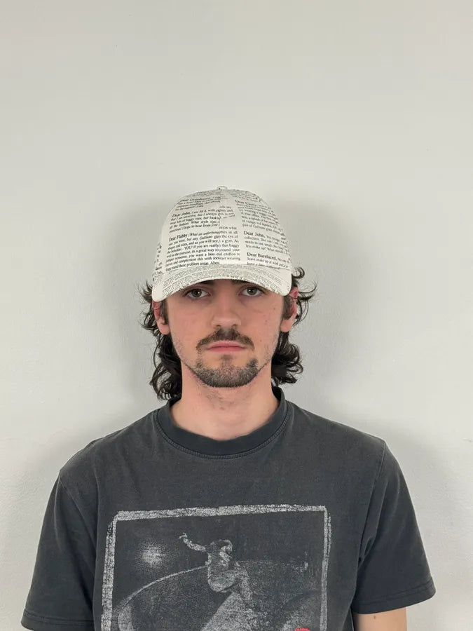 2010s John Galliano White Newspaper Baseball Cap UgzuQBG 1