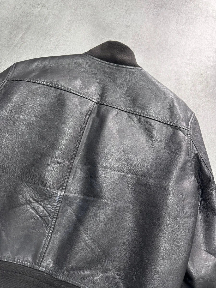 2000s Acne Studios Black Leather Bomber Jacket yITZPRQ 3