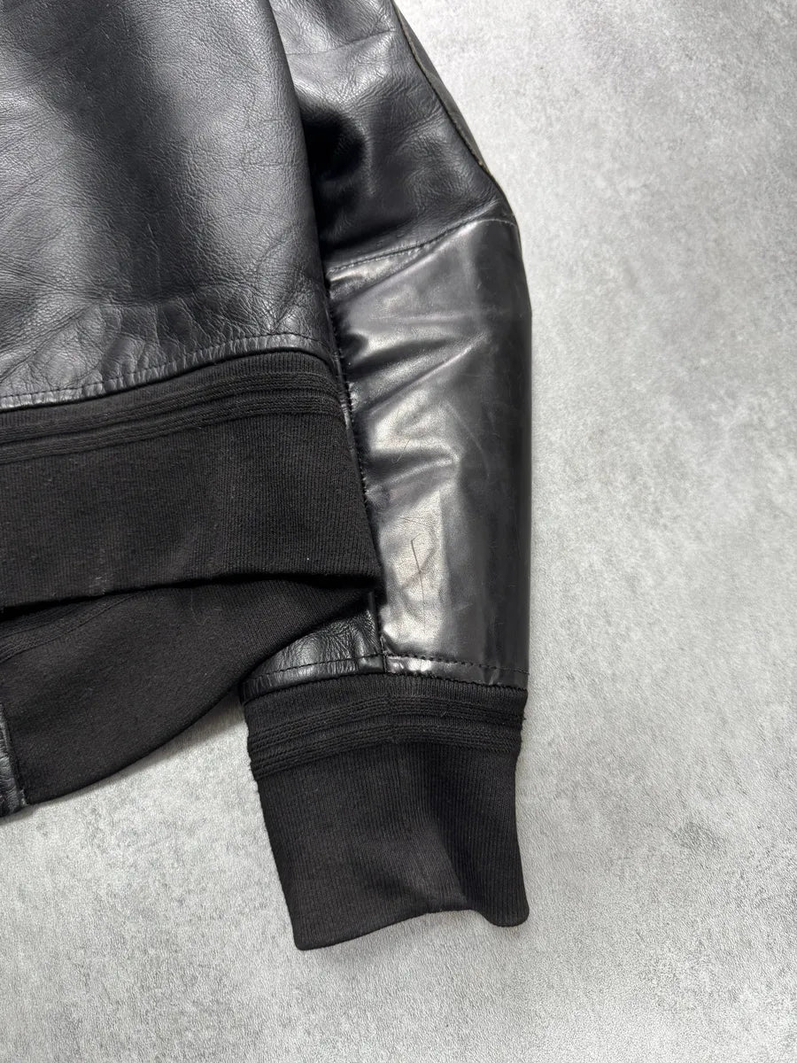 2000s Acne Studios Black Leather Bomber Jacket yITZPRQ 4