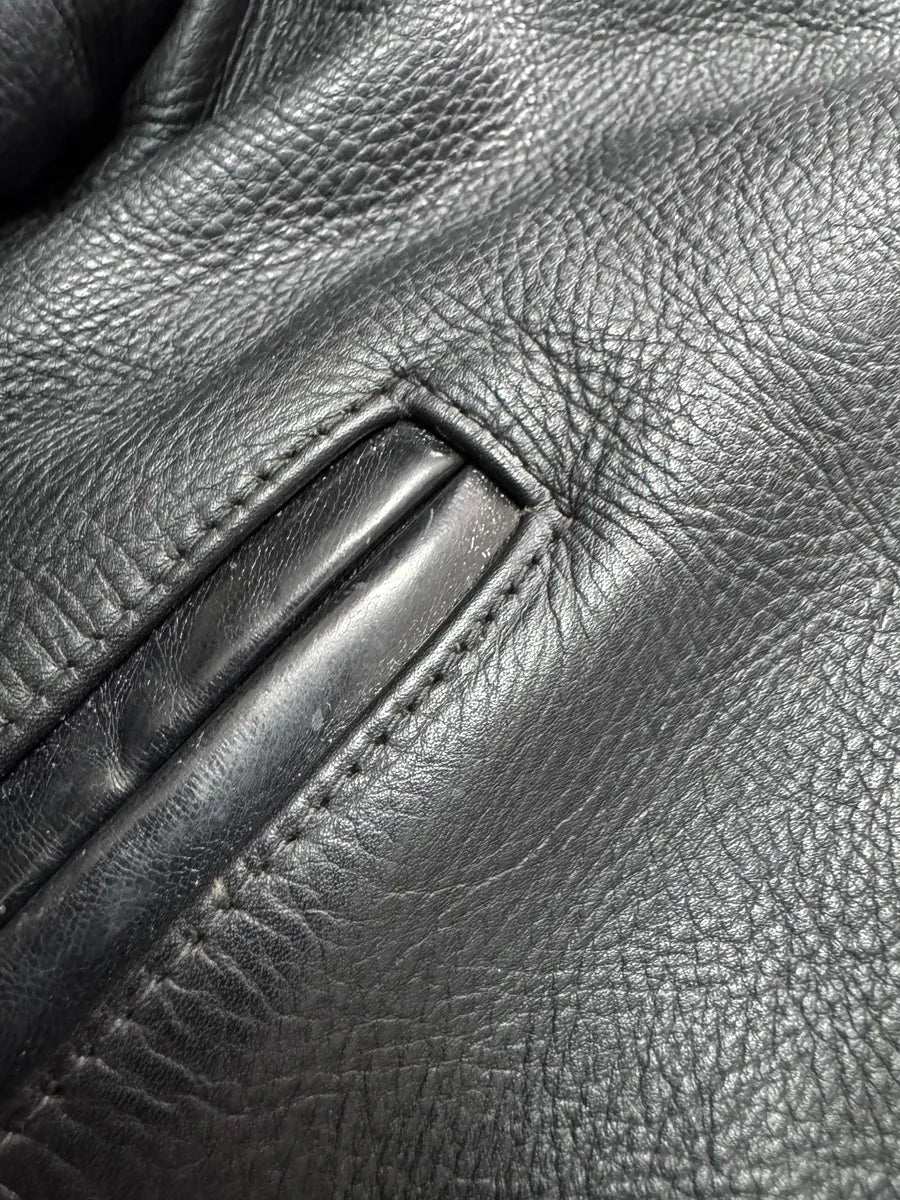 2000s Acne Studios Black Leather Bomber Jacket yITZPRQ 6