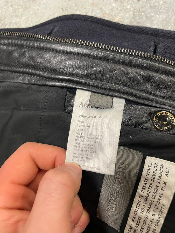 2000s Acne Studios Cropped Wool Buttoned Navy Jacket (L) 10