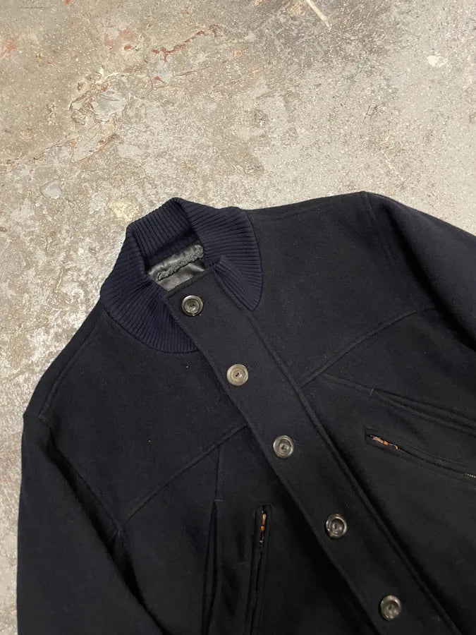 2000s Acne Studios Cropped Wool Buttoned Navy Jacket (L) 2