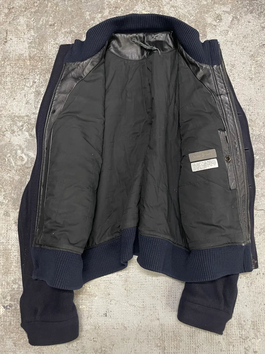 2000s Acne Studios Cropped Wool Buttoned Navy Jacket (L) 6