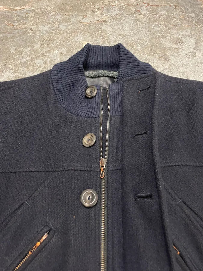 2000s Acne Studios Cropped Wool Buttoned Navy Jacket (L) 7