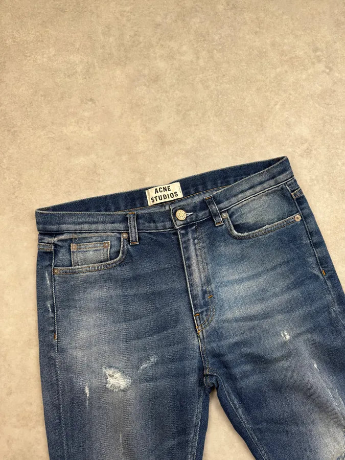 2000s Acne Studios Distressed Hot Trash Leg Blue Denim Jeans ZEgUFtb 4