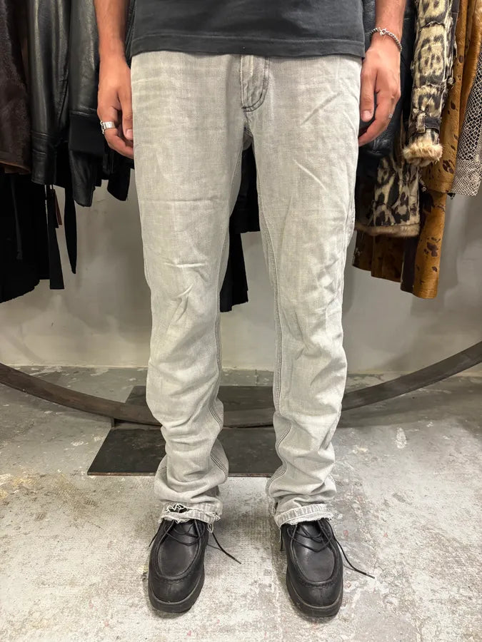 2000s Acne Studios Max Clay Grey Slim Riped Denim Jeans (M) LnJRFEZ 0