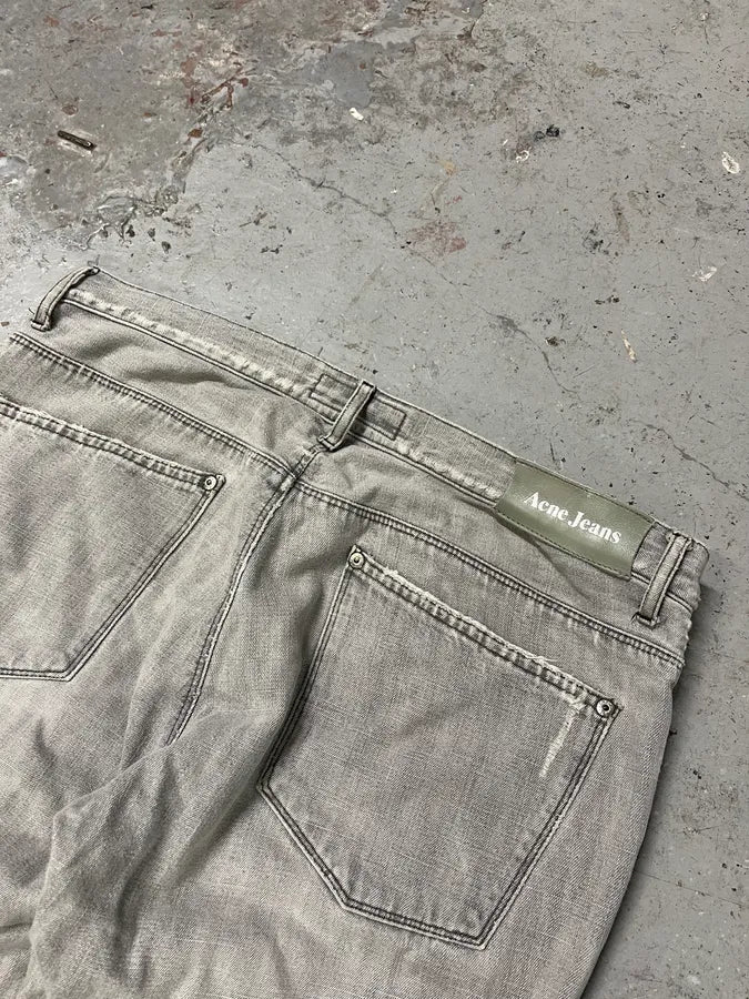 2000s Acne Studios Max Clay Grey Slim Riped Denim Jeans (M) LnJRFEZ 7