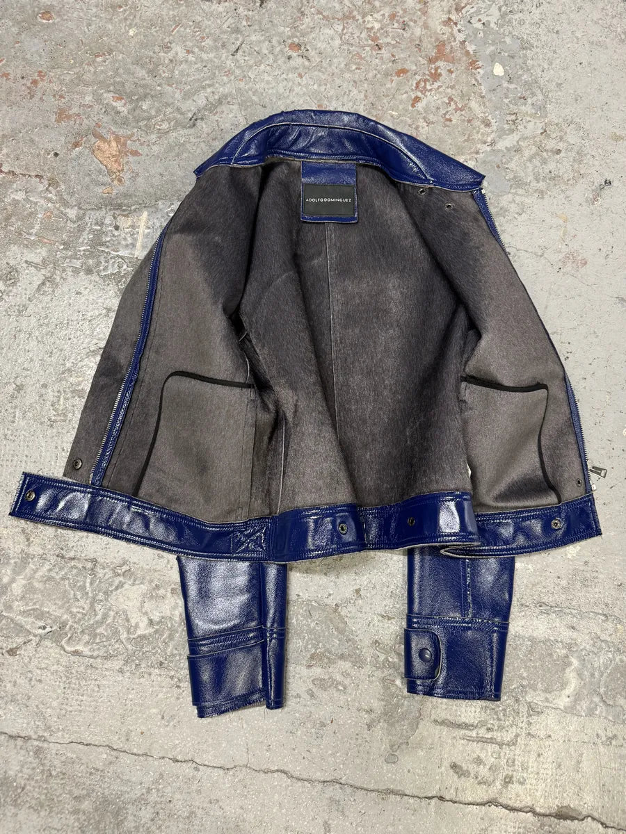 2000s Adolfo Domingez Racing Blue Leather Jacket hmfBRsu 1