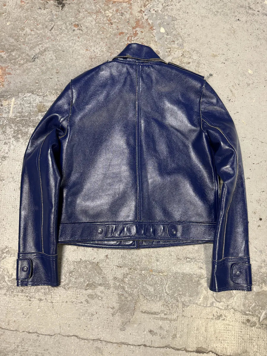 2000s Adolfo Domingez Racing Blue Leather Jacket hmfBRsu 2