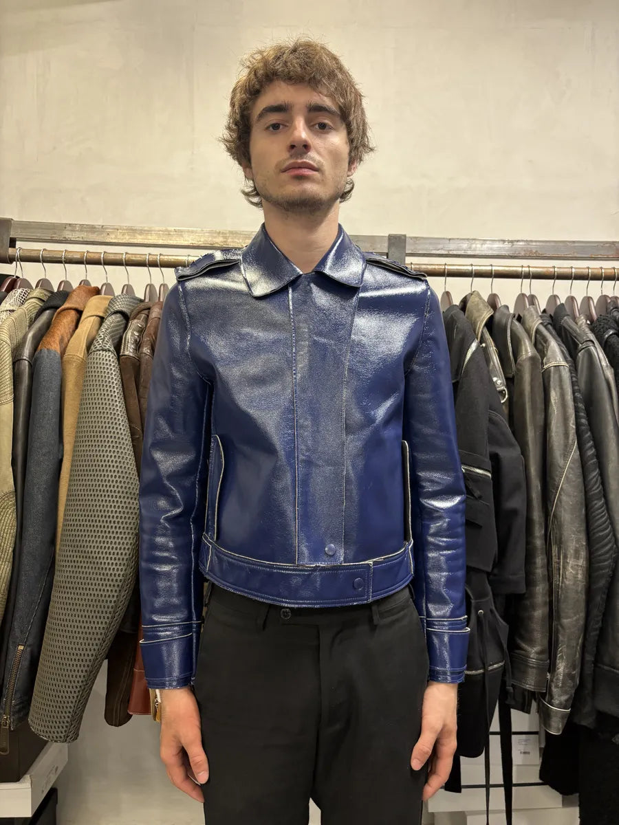 2000s Adolfo Domingez Racing Blue Leather Jacket hmfBRsu 3