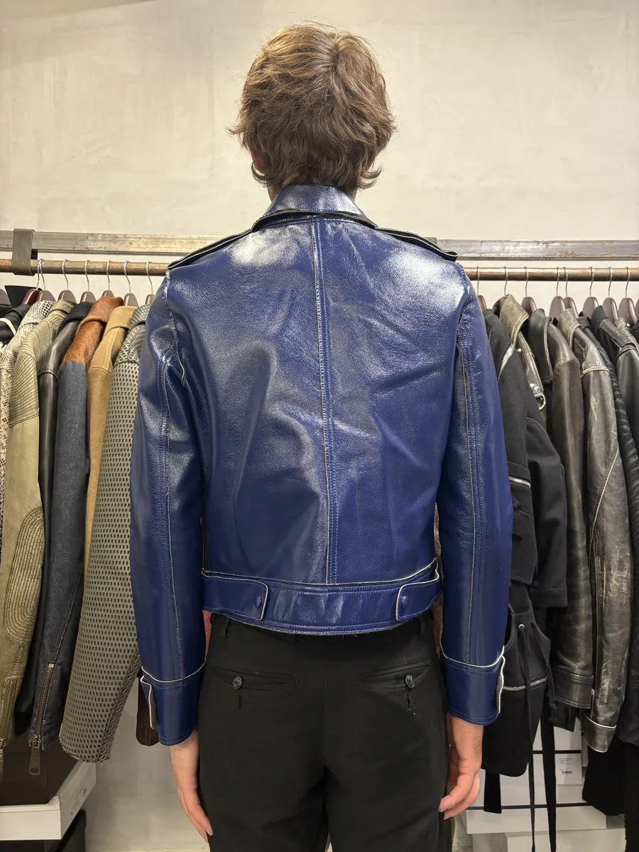 2000s Adolfo Domingez Racing Blue Leather Jacket hmfBRsu 4
