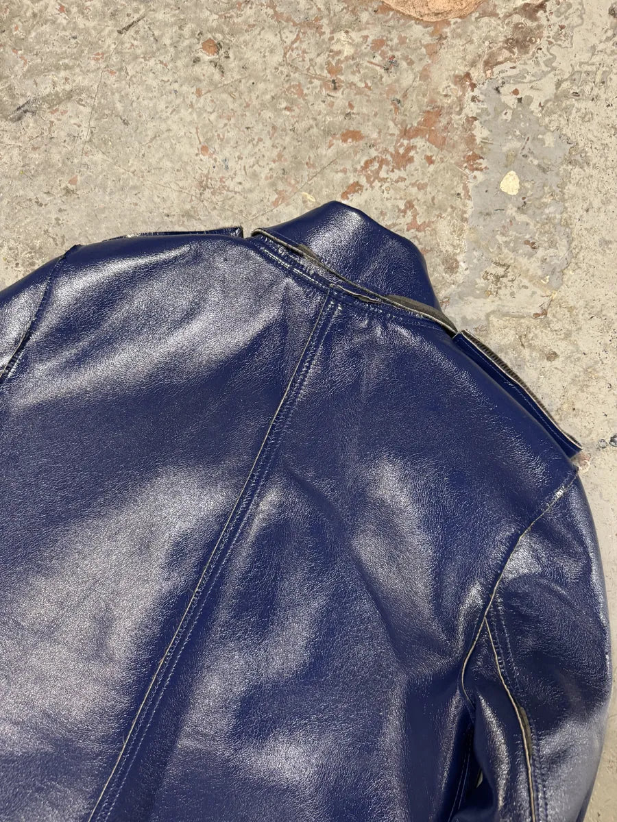 2000s Adolfo Domingez Racing Blue Leather Jacket hmfBRsu 5