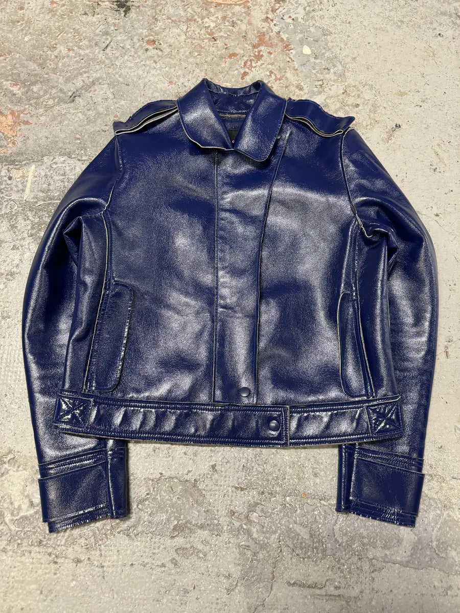 2000s Adolfo Domingez Racing Blue Leather Jacket hmfBRsu 6